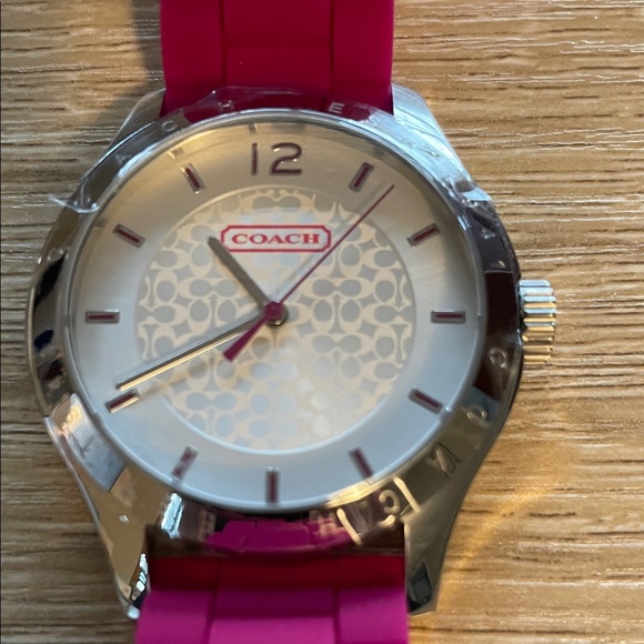 NWT! Woman’s Coach Silver and Pink Silicone Women's Watch, 40.0 mm - Picture 6 of 12
